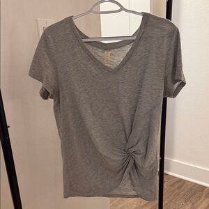 Altar'd State Gray Twist Knot V-Neck Tee